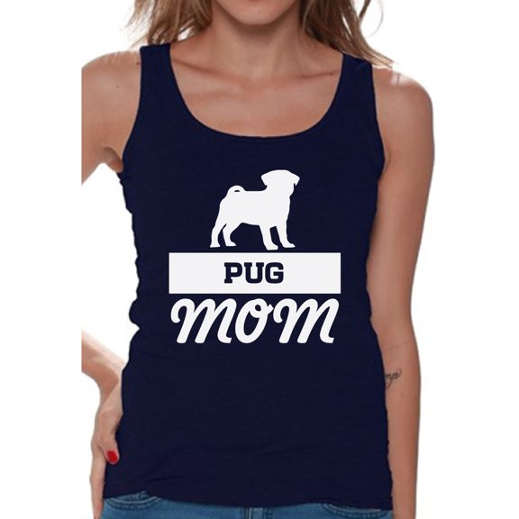 Women's Pug Mom Graphic Tank Tops Pug Dog Lover