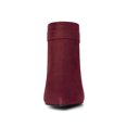 thumbnail image 6 of BLISSFUL STEP Women's Pointed Toe Stiletto Heels Chelsea Ankle Booties Burgundy 5.5, 6 of 7