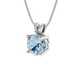 thumbnail image 2 of Clara Pucci 18K White Solid Hypoallergenic Gold 1Ct Natural Sky Blue Topaz Round Brilliant Cut Solitaire Designer Necklace Pendant For December, 2 of 6