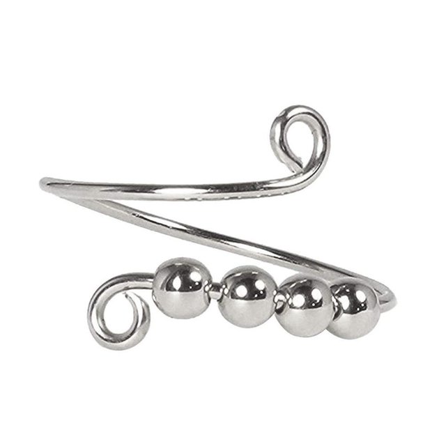 Anillo De Ansiedad Para Mujer Anillo De Dedo En Espiral De Una Sola Bobina Con Cuentas Que Giran Libremente Regalos De Pascua sonducket AP006393-01