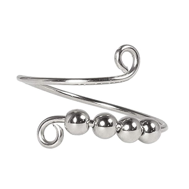 Anillo De Ansiedad Para Mujer Anillo De Dedo En Espiral De Una Sola Bobina Con Cuentas Que Giran Libremente Regalos De Pascua Guardurnaity AP006393-01