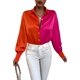 thumbnail image 1 of Blusa casual de satén con cuello de manga larga y botones para mujer Naranja y Rosa XS Naranja y Rosa XS Xishao ropa, 1 of 2