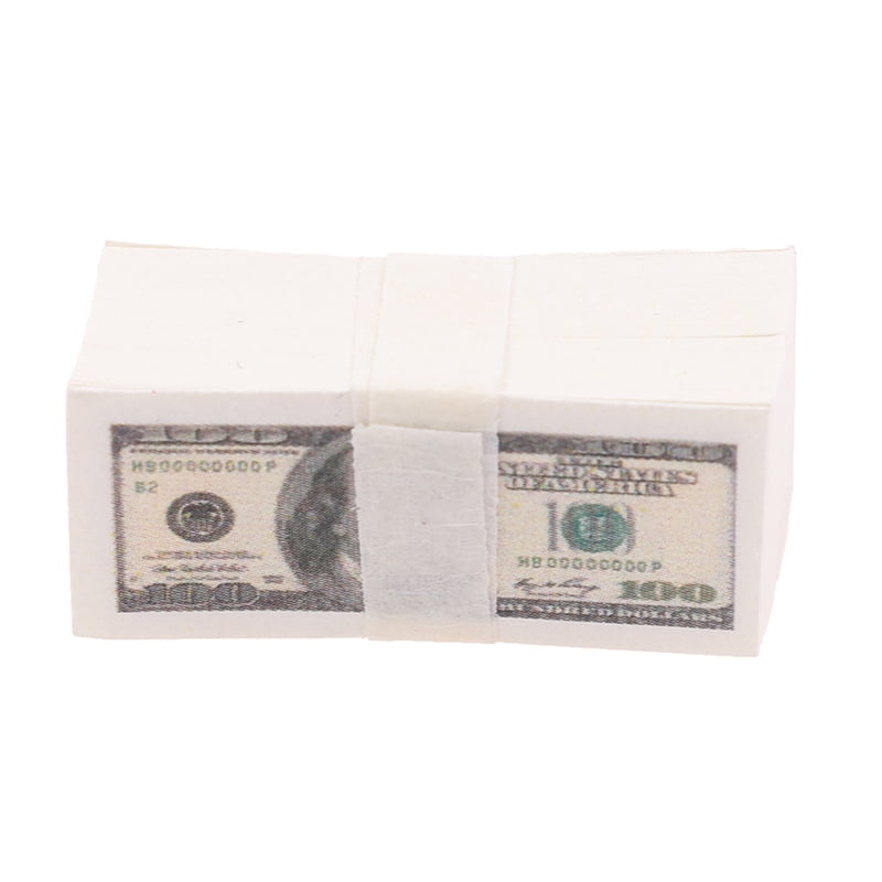 100 Sheets/set Mini Dollar 1:12 Dollhouse Miniature Life Money Us $100 BanknRSDE 