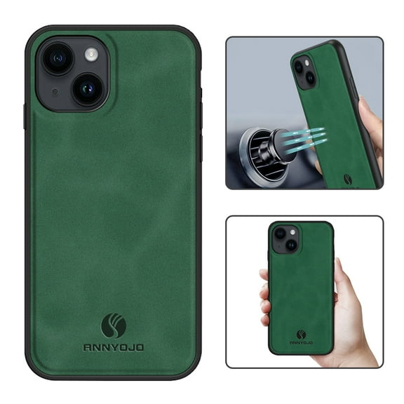 Nalacover Case for iPhone 13,Slim Luxury Premium PU Leather Non-Slip Grip Shockproof Bumper Anti-Scratch [ with Tempered Glass Screen Protector ] Cases For iPhone 13, Darkgreen