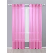 Decotex 2 Piece Sheer Voile Grommet Top Window Curtain Panel Drapes (54" X 95", Light Pink)