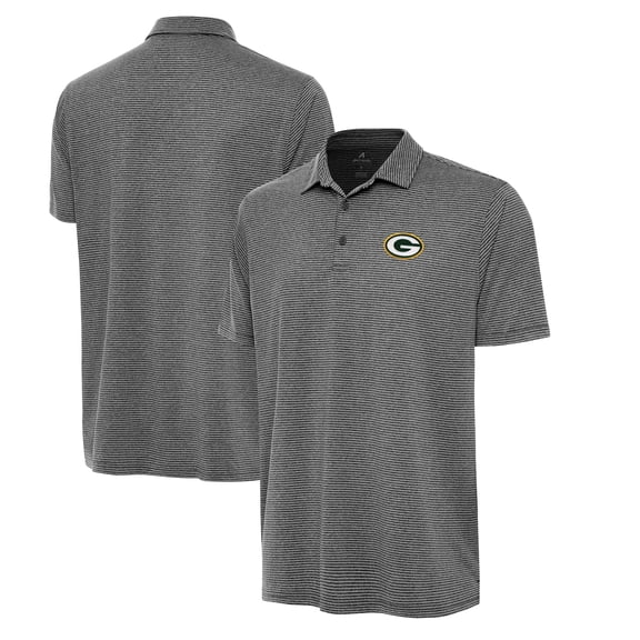 Men's Antigua Heather Black Green Bay Packers Scheme Polo