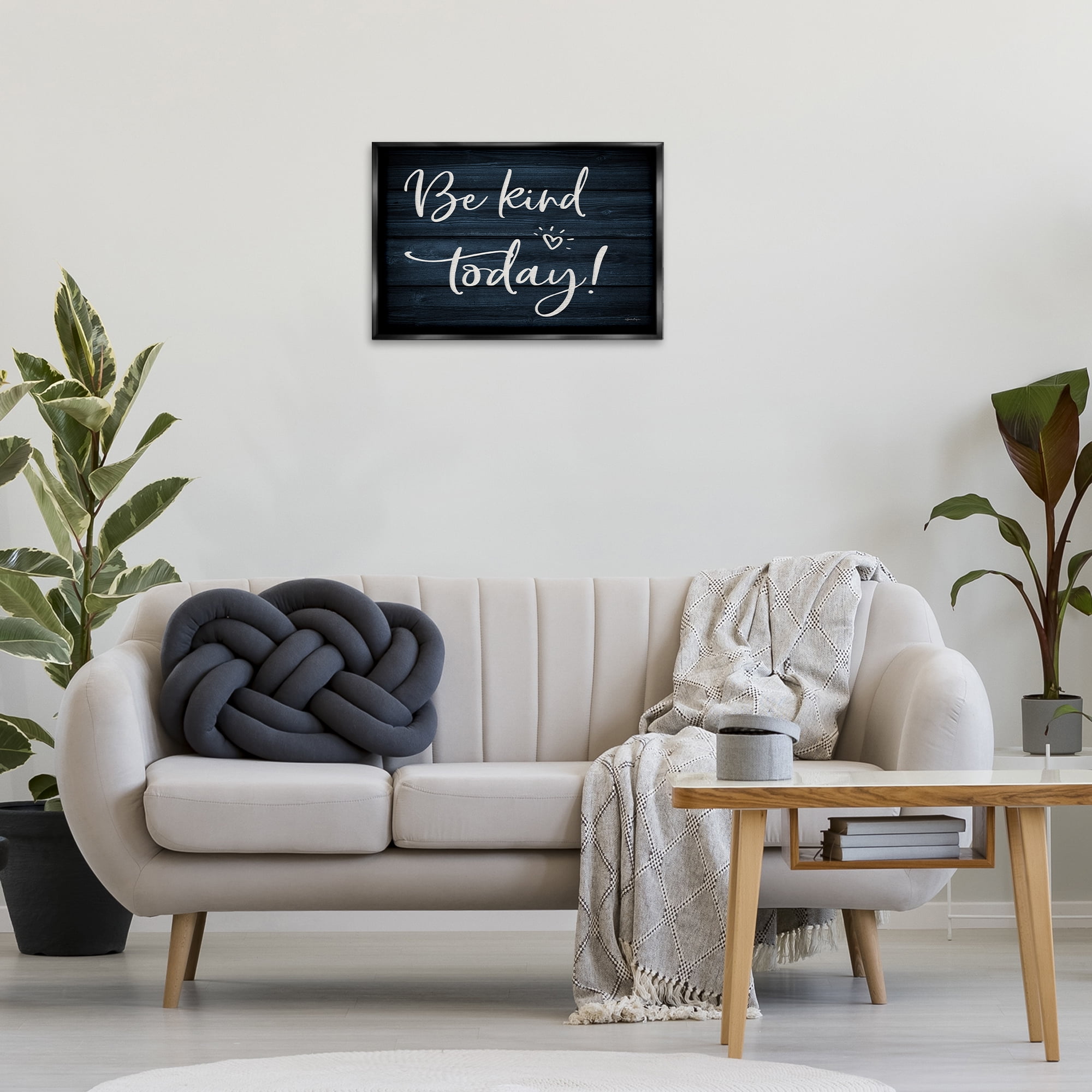 Stupell Industries Be Kind Today Text & Numbers Painting Black Floater Framed Canvas Art Print Wall Art, 25 x 17