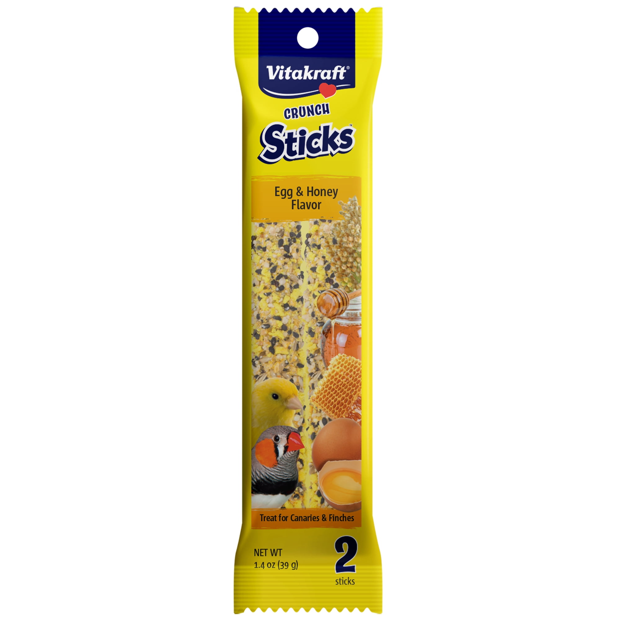 Vitakraft Crunch Sticks for Canaries and Finches - Egg and Honey - Pet Bird Treat Toy