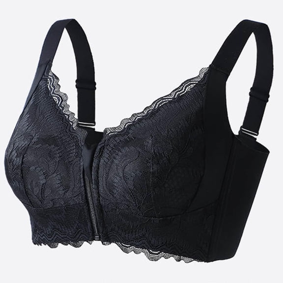 Women's Soft Front Zip Wireless Lifting Bra - Comfortable Shaping Adjustable Support Bra for Daily & Workouts Black 40
