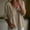 Khaki, variant on Plus Size Women's V Neck Peplum Lace Blouse 3/4 Sleeve Casual Loose Fit
