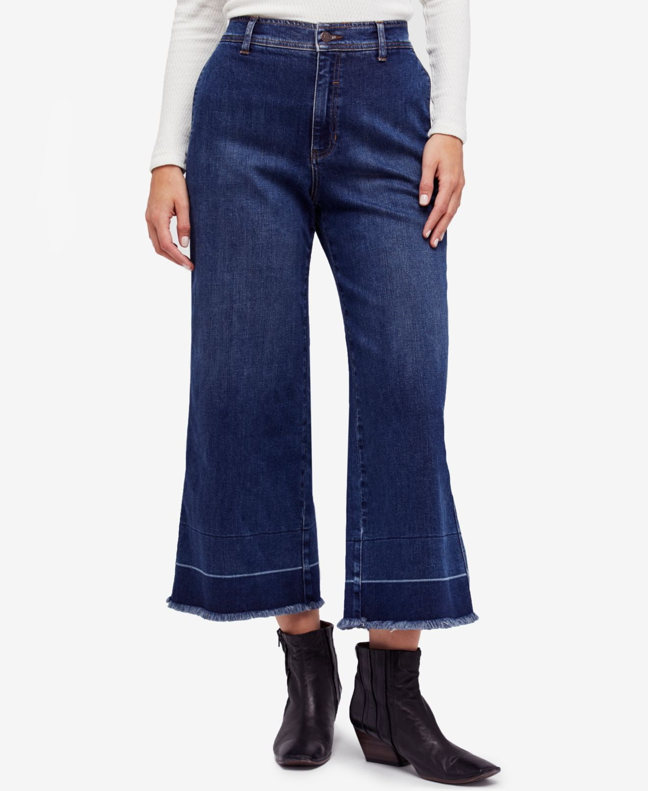 Free People - Women's Cropped Wide Leg Stretch Jeans 28 - Walmart.com ...