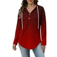 thumbnail image 6 of Womens Casual Long Sleeve Hoodies Fashion Printed Button Drawstring Loose Fit Pullover Lounge Tops (S, Red), 6 of 6