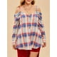 thumbnail image 1 of Blusa de hombros fría a cuadros de talla grande Rosegal Blusas Tallas Grandes, 1 of 5