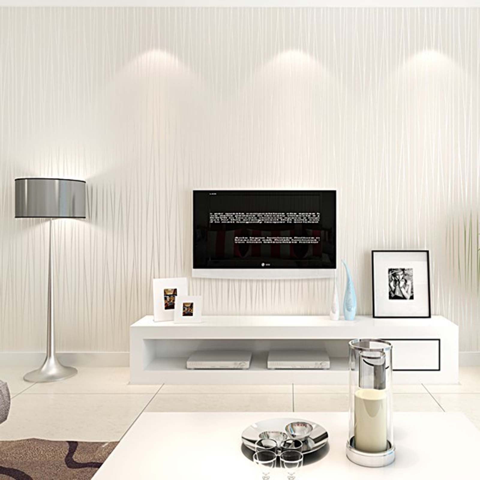 Bdday 53x1000cm Modern Non-Woven Wallpaper Roll Glitter Stripe Textured Flocking Striped Wallcoverings for Bedroom Living Room