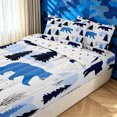 thumbnail image 3 of Manfei Forest Bear Zipper Queen Comforter Set with Fitted Sheet and 2 Pillowcases, Waterclor Rustic Animal Zipper Bedding Set, White Navy, Polkadot Reversible, 4 Pieces, 3 of 7