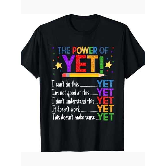 Men's Inspirational "The Power of Yeti" Graphic T-Shirt - 100% Cotton, Short Sleeve, Round Neck, Fun Educational Design with Motivational Message, Perfect for Casual Wear