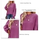 thumbnail image 5 of Top de manga larga para mujer, Color sólido, cuello redondo, informal, suelto, de punto, con volantes, farol, manga larga, camisetas púrpura S, 5 of 6