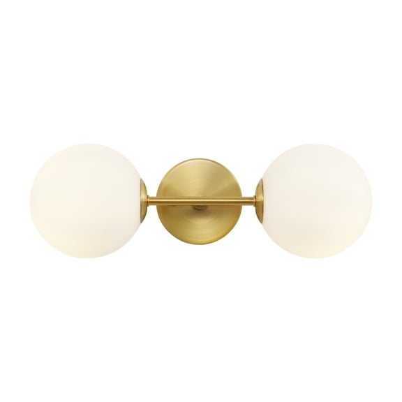SAFAVIEH Hymn 2-Light LED Brass Metal Wall Sconce with White Shade