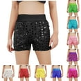 thumbnail image 4 of ZACPNCV Girls Sparkle Glitter Athletic Shorts Kids High Waist Gymnastics Dance Shorts Tumbling Red 5-6 Years, 4 of 4