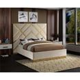 thumbnail image 2 of Pemberley Row Velvet Cream King Bed Rectangular Contemporary 68" Unassembled, 2 of 6
