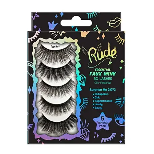RUDE Essential Faux Mink 3D Lashes Paquete de 5 variedades - Sorpréndeme