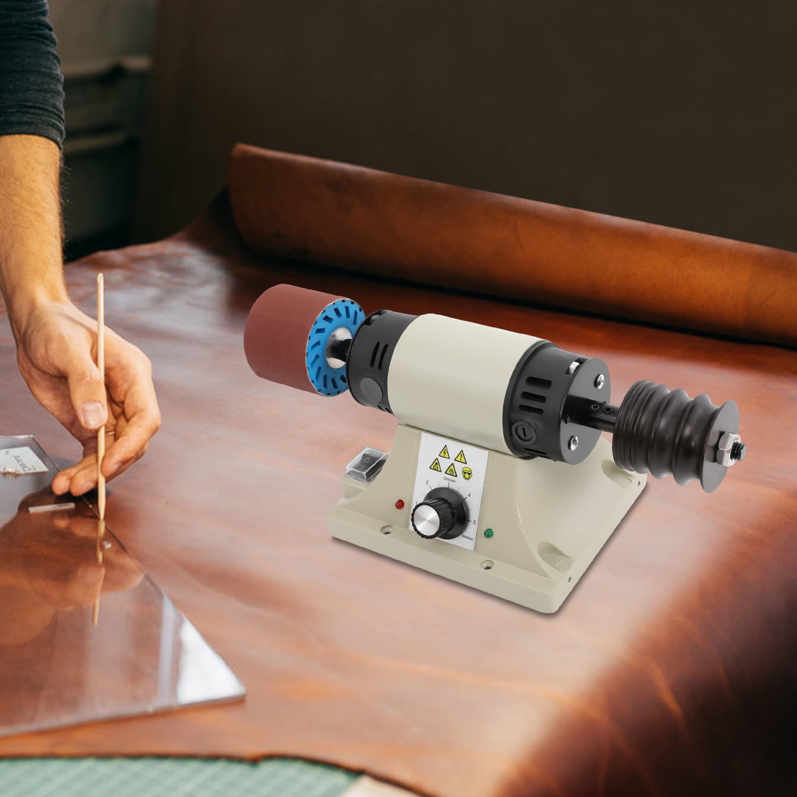Free Standing White Electric Leather Burnishing Machine Edge Grinding Edge Polishing 8000RPM 350