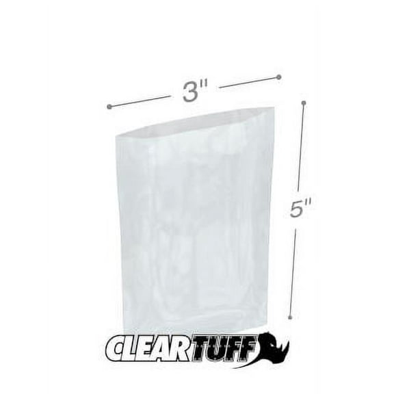 ClearTuff - 3" x 5" 2 Mil Flat Poly Bags - 1000/Case (5 Cases)