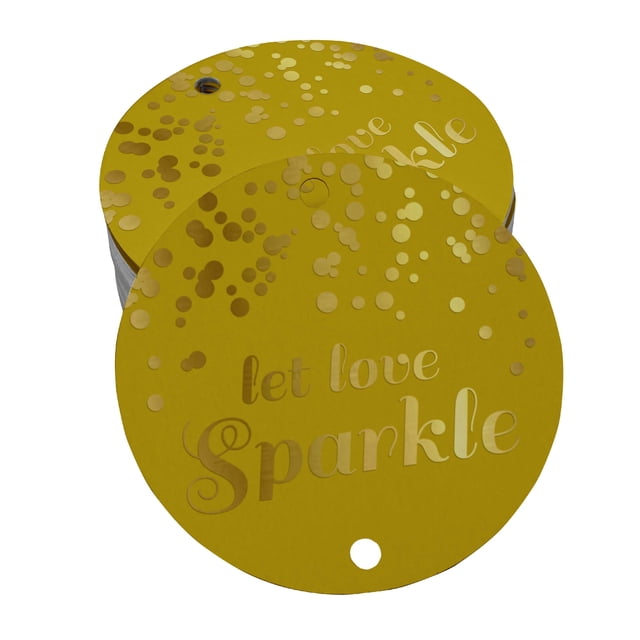 Inkdotpot Gold Foil Paper Hang Tags Let Love Sparkle Wedding Favor Tags 50 Pieces