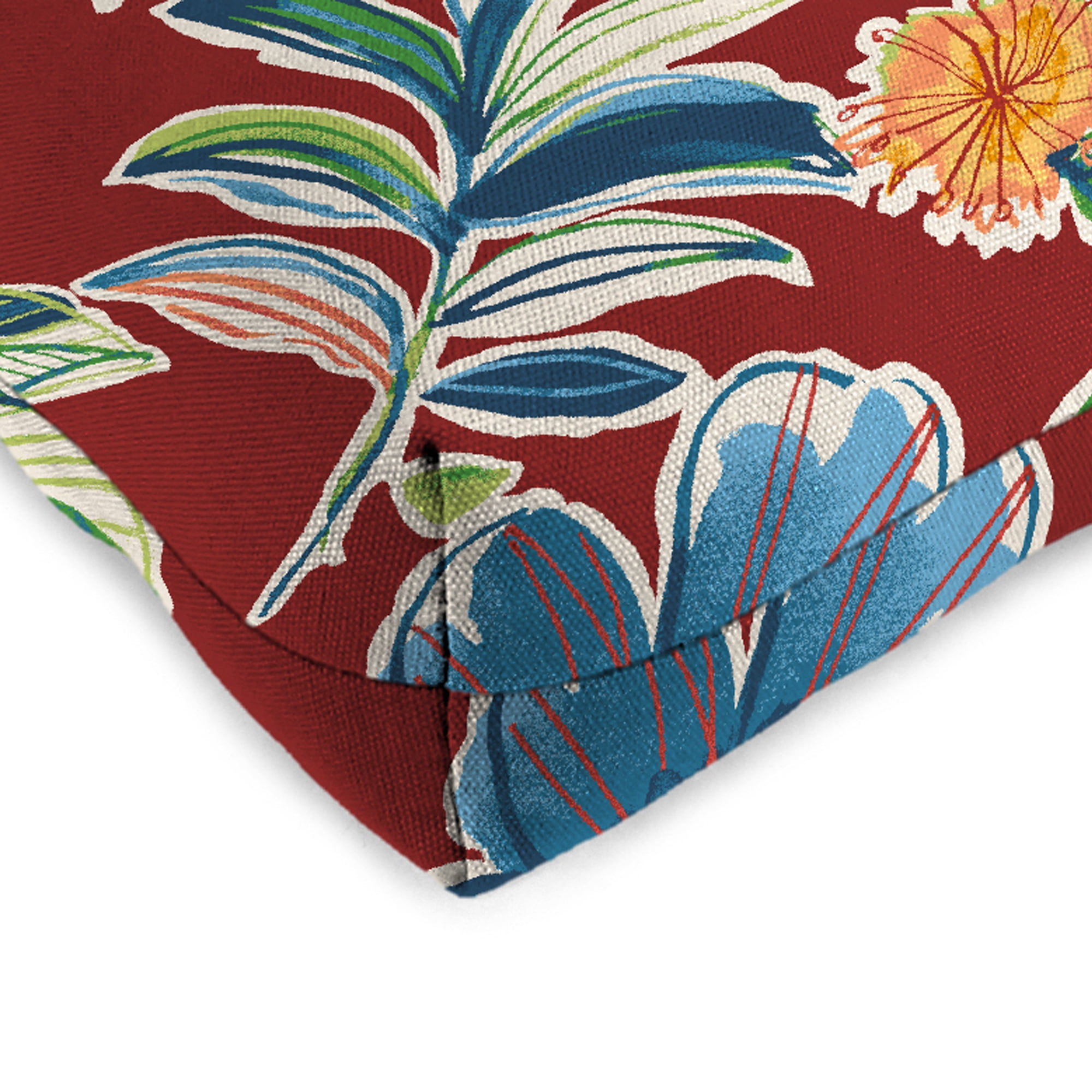 Jordan Manufacturing 18" x 18" Colsen Berry Red Floral Square Tufted Contoured Outdoor Wicker Seat Cushion (2 Pack)