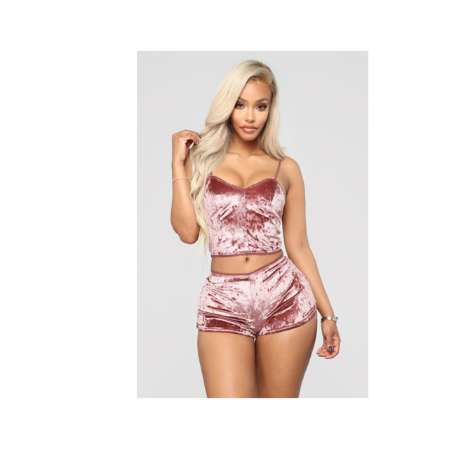 Women 2PCS Lingerie Set Slim Solid Sling Crop Top Short Elastic Band Pants
