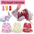 thumbnail image 2 of CSChome Rabbit Clothes Leash 1 Set Rabbit Clothes Leash Lace Hem Bowknot Peach Print Pet Rabbit Hamster Traction Rope Pet Supplies Hamster Harness, 2 of 7