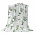 thumbnail image 6 of Summer Botanical Blanket Soft Cozy Warm Throw Blanket for Couch, Plush Fuzzy Flannel Fleece Blankets for Sofa, Green Spring Floral Birds Watercolor Bed Blankets Lightweight Gifts for Women, 50"x80", 6 of 9