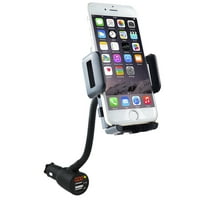 Car Phone Mount, SOAIY Gooseneck Car Charger Holder Cradle Mount with Dual USB 3.1A Max Charging Ports for iPhone XR/XS/X/8 Plus/7 Plus/7/6/6S,Samsung Galaxy S5/S6/S7/S8, Google Nexus, Huawei