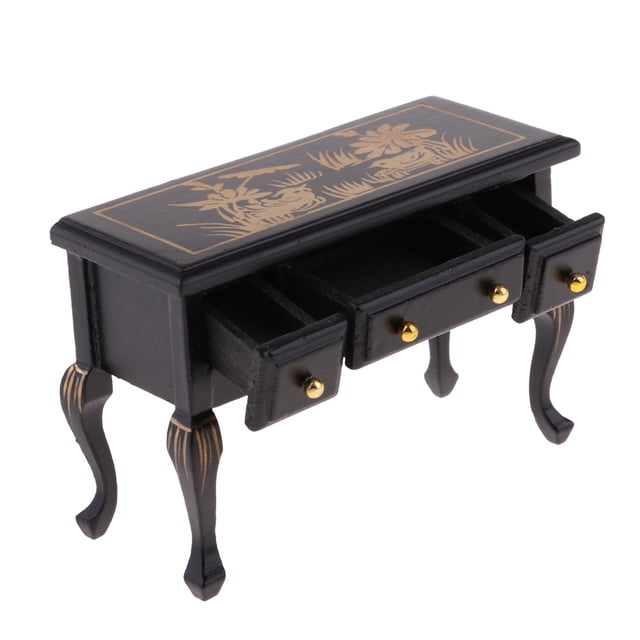 1/12 Muebles De Casa De Muñecas En Miniatura Escritorio De De Madera Vintage Con 3 Gavetas Accesorios De Casa De Muñecas Sunnimix escritorio en miniatura de la casa de muñecas