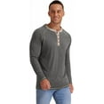 thumbnail image 5 of JWD Mens Henley Long Sleeve T-Shirt Cotton Casual Shirt US VG Dark Gray XL, 5 of 6
