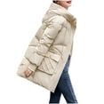 thumbnail image 6 of Lovskoo 2024 Womens Winter Coats Quilted Jacket Long Sleeve Cotton Padded Jacket with Hood Thick Fleece Warm Outerwear Coat White, 6 of 8
