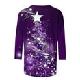 thumbnail image 5 of Holiday Gifts! Titcea Christmas Shirts for Women 3/4 Sleeve Crewneck Cute Christmas Print Pullover Sweaters 2024 Loose Comfort Casual Tops, 5 of 5