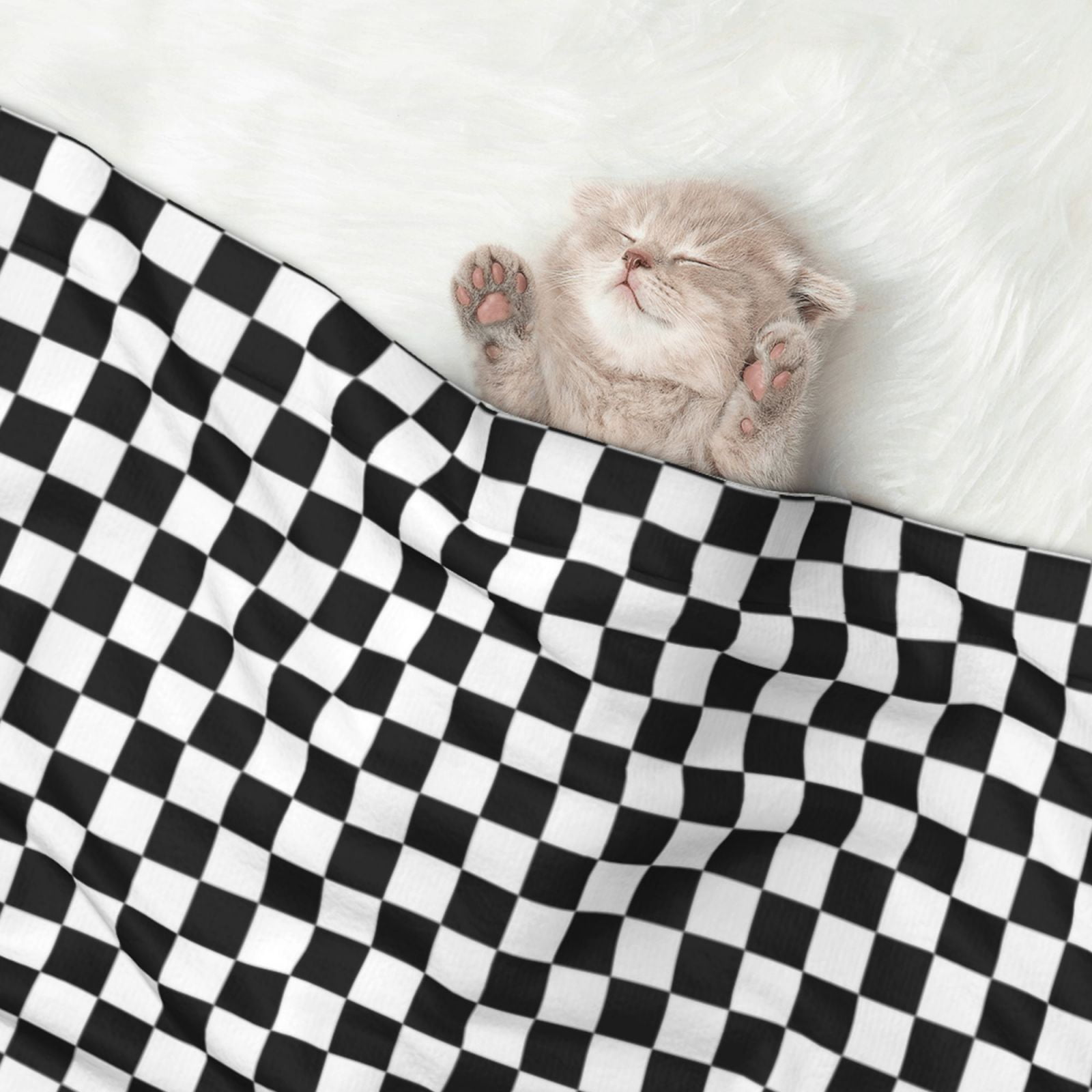 Black Checkered Dog Blanket Soft Warm Flannel Cat Blanket Great Pet Throw for Cats Puppy Small Medium Large Dog