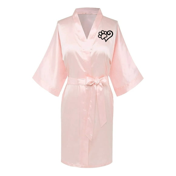 TIMIFIS Women's Short Silky Robes Bridesmaid Bride Party Satin Robes Sleepwear Plus Size Wedding Bridal Party Loungewear Dressing Gowns with 3/4 Sleeve - Spring/Summer
