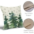 thumbnail image 4 of Christmas Tree Pillow Covers 18x18 Set of 2 Blue Green Watercolor Winter Snowflakes Rustic Nature Forest Print Decorative Outdoor Pillowcases Farmhouse Throw Cushion Case Decor for Couch Sofa Bed, 4 of 6