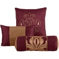 thumbnail image 3 of Chezmoi Collection Royal Luxury Jacquard Floral Comforter Set, Queen, Maroon/Gold, 7-Piece, 3 of 6