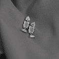 thumbnail image 4 of 【Stud Earrings】Tiered Fishbone Cubic Zirconia Earrings with Dark Accents, Edgy & Dimensional, Ideal for Women Loving Avant-Garde Styles, 4 of 6