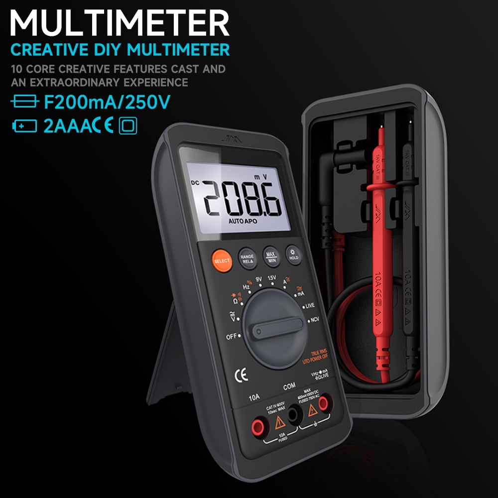 Digital Multimeter Tester,6000 Counts,with DC/AC Voltmeter; Measures Voltage,Current,Resistance,Continuity,and Diodes; Auto Range Switching,Suitable for Household Electrical and Automotive Repairs
