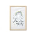 thumbnail image 1 of Saying Wall Art with Frame, I Believe in Miracles Calligraphy Clouds Rainbow, Printed Fabric Poster for Bathroom Living Room, 23" x 35", White Multicolor, by Ambesonne, 1 of 2