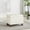 Faux Leather- Off White, variant on Wovenbyrd 24" Tufted Storage Ottoman, Hinged Lid, Faux Leather - Brown Polyester