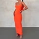 thumbnail image 3 of Vestido De Tirantes Finos Vestido ajustado para mujer Sin espalda Estilo elegante Slim Fit Traje diario (Naranja L) Cgtredaw para Mujer Naranja T S, 3 of 6