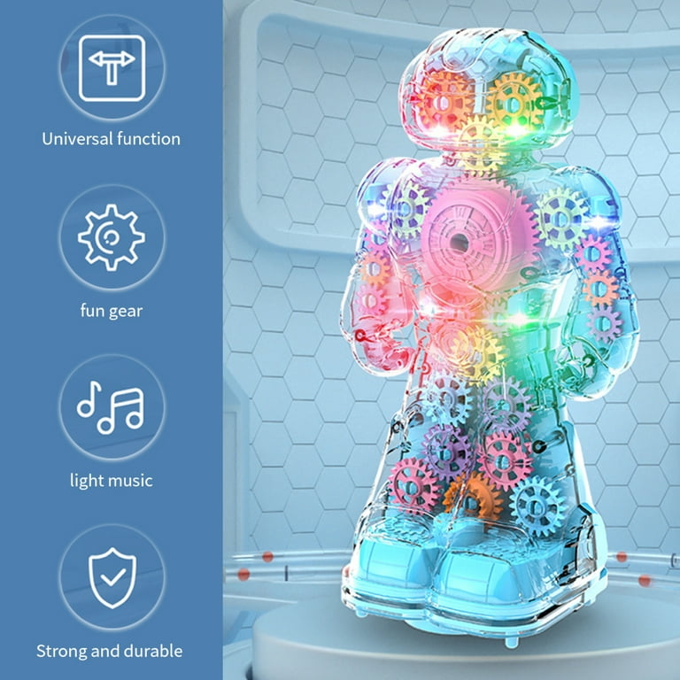 Transparent Gear Robots for Kids Educational Interactive Robot with light  and Music Great Present for 1