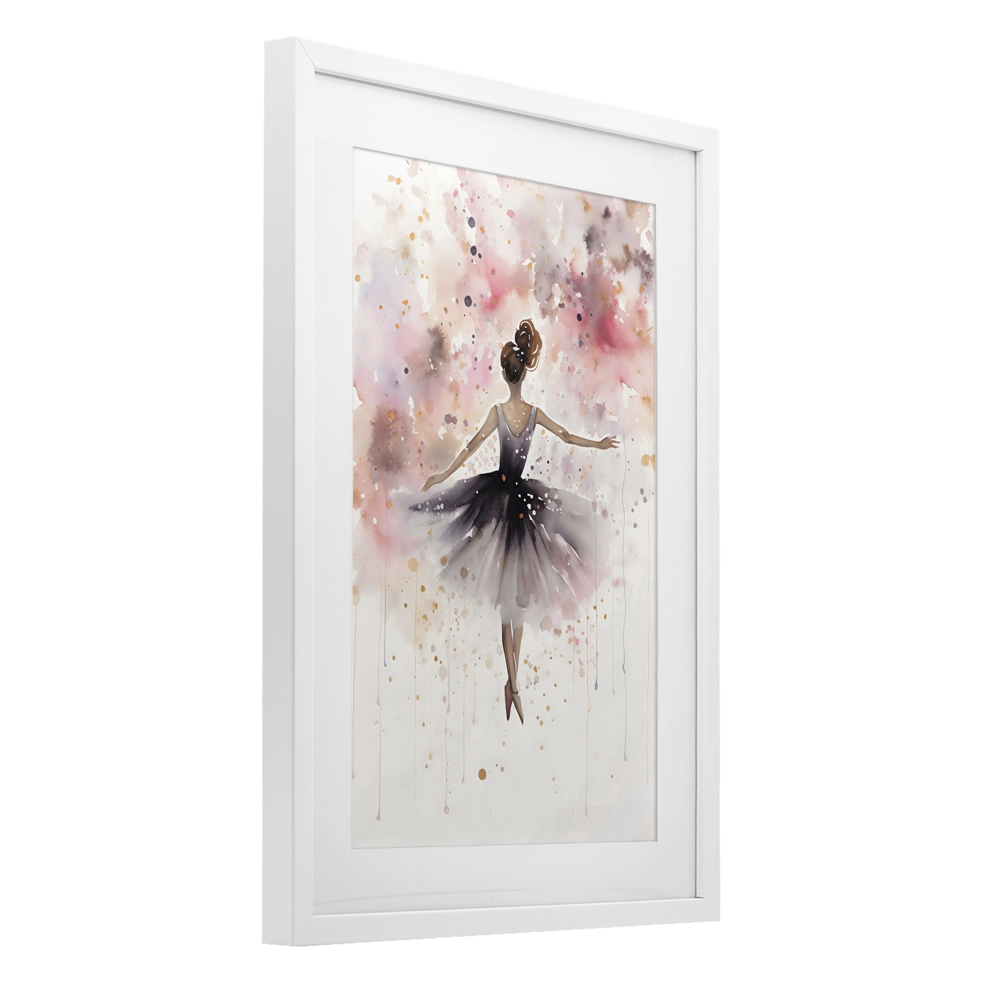 Stupell Industries Watercolor Ballerina Atmosphere White Framed Print Under Glass, design by Creative Studio