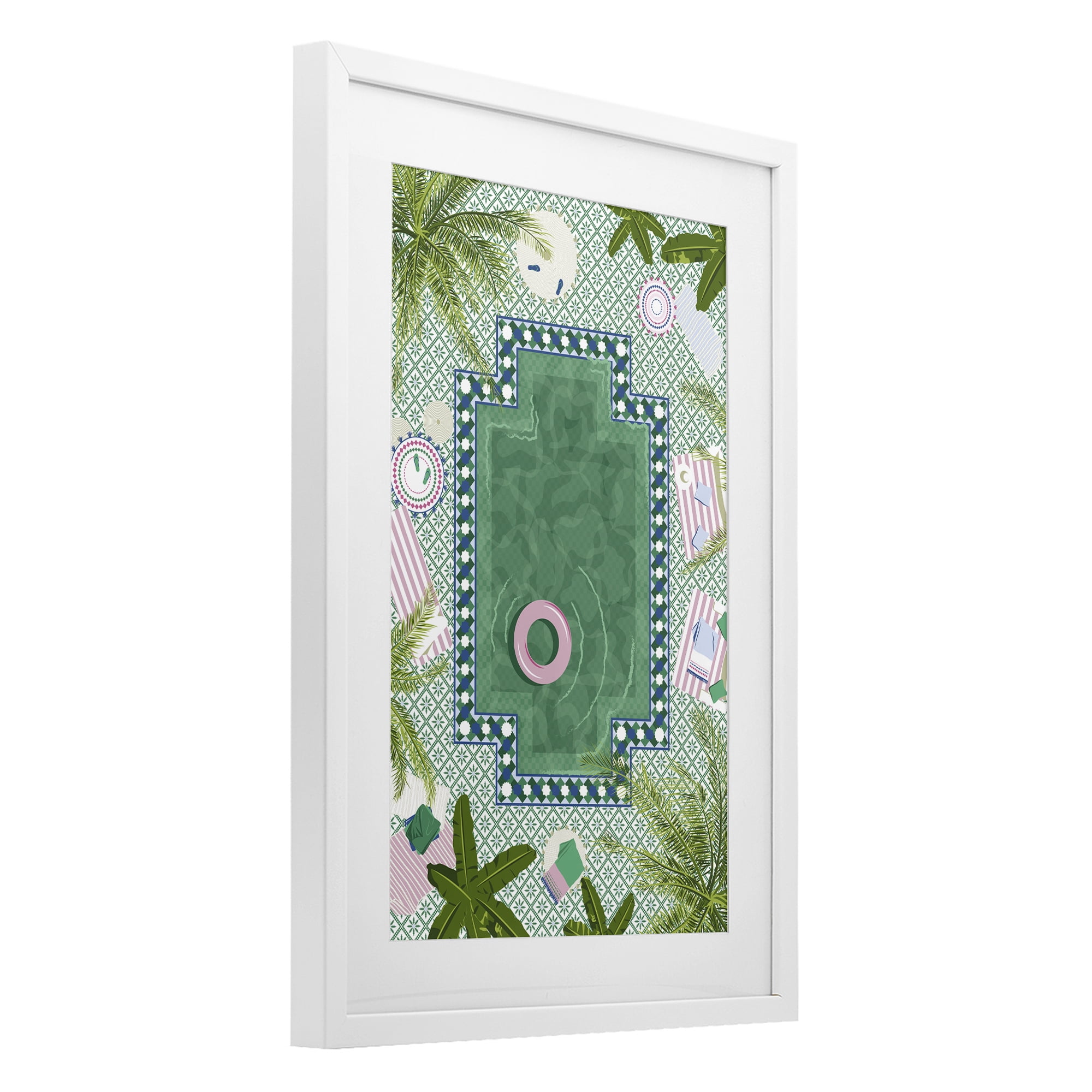 Stupell Industries Morocco Riad Pool White Framed Print Under Glass, design by Vero Illustrates