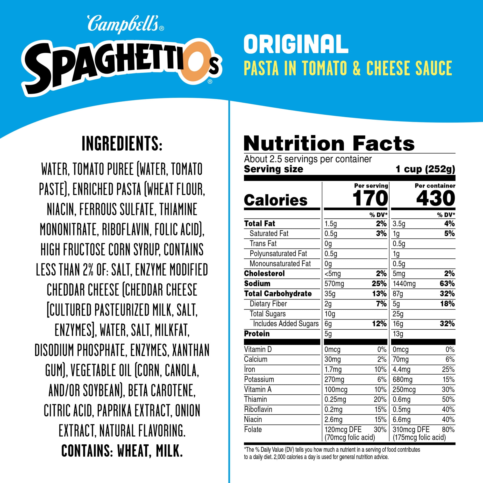 (12 pack) SpaghettiOs Original Canned Pasta, 22.4 oz Can
